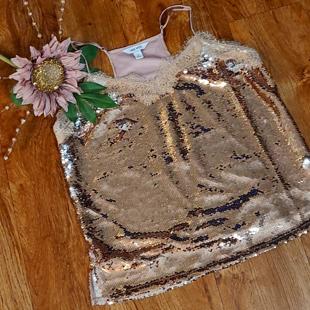 Nine West Sequin v-neck tank size S & M.
